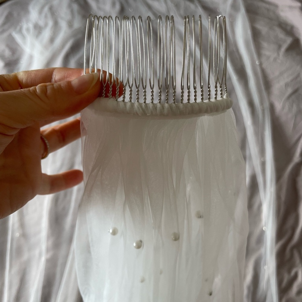 Ivory Cathedral Pearl Wedding Veil - Picture 9 of 15